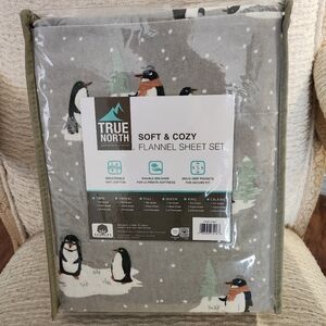 True North Flannel Sheet Set Full Size, Cozy 100% Cotton Flannel Bed Penguins